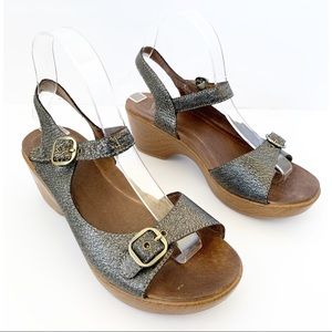 Dansko Joanie Wedge Sandal Pewter Burnished Color